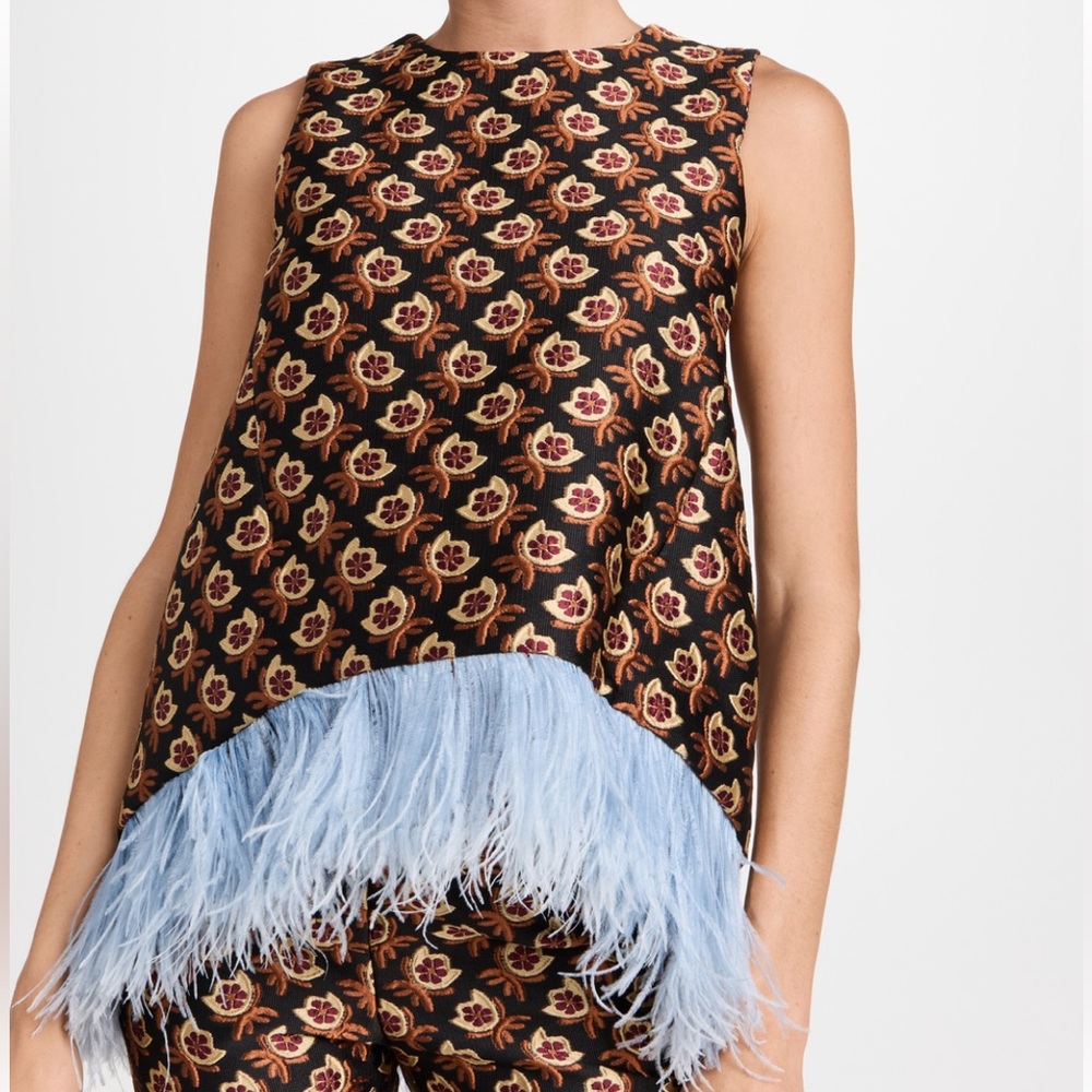 NWOT La Double J La Scala Top With Feathers XS